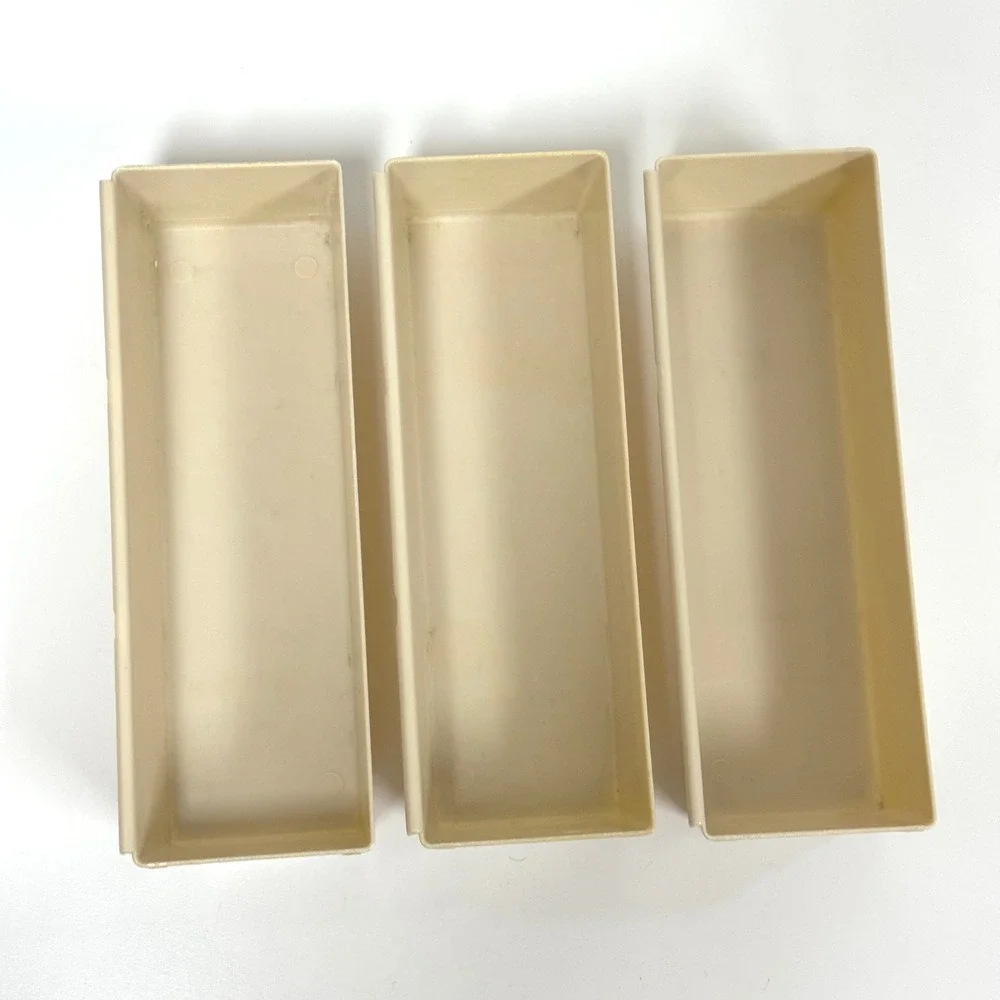 Set of 3 Rubbermaid  Vintage Interlocking Drawer Organizer Bins Beige USA #2915